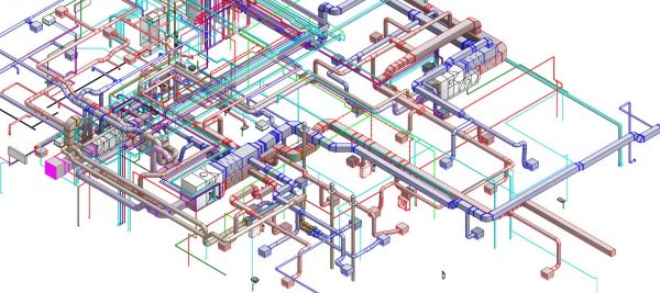 Modélisation ou vue 3D de gaines de ventilation pour l’industrie